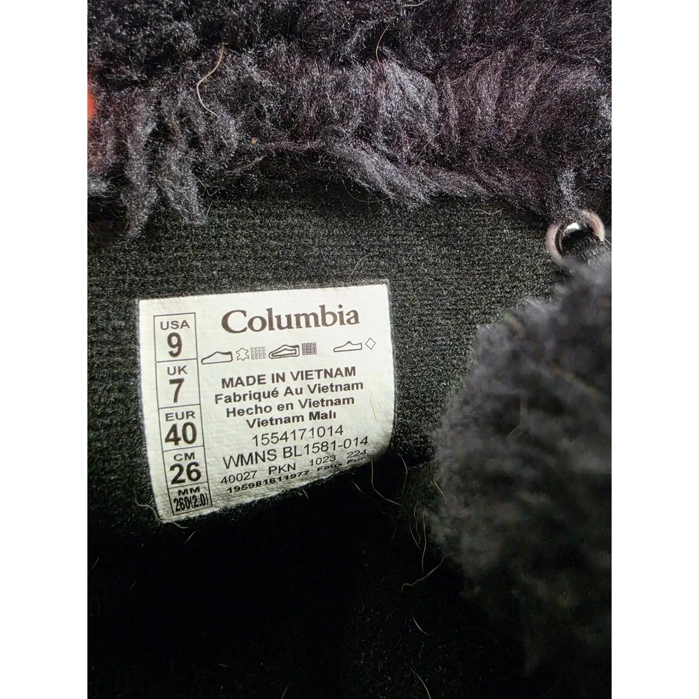 Columbia Minx Mid III Waterproof Winter Boots Black Faux Fur Womens 9